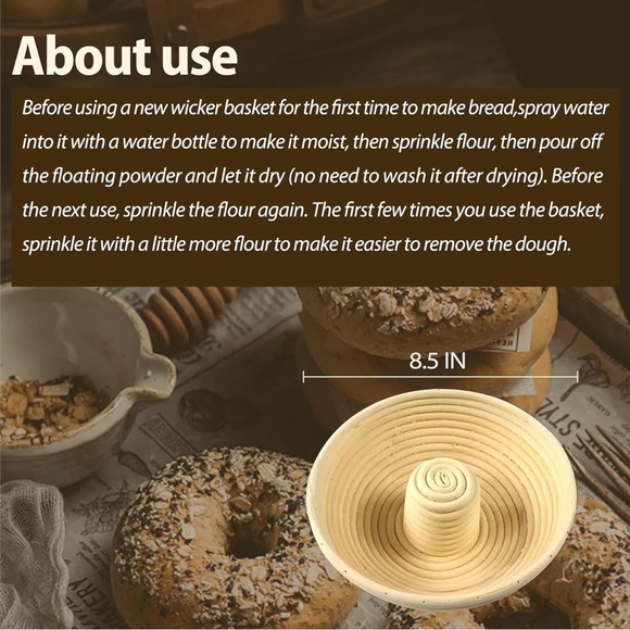 Top Hat Style Banneton Sourdough Starter Bread Basket Set W/ Stencils - Picture 5 of 12